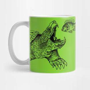 Snapping Turtle - green background Mug